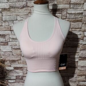 Cali Sport Activewear Women's Pink Ribbed Crop Top Running Yoga Training